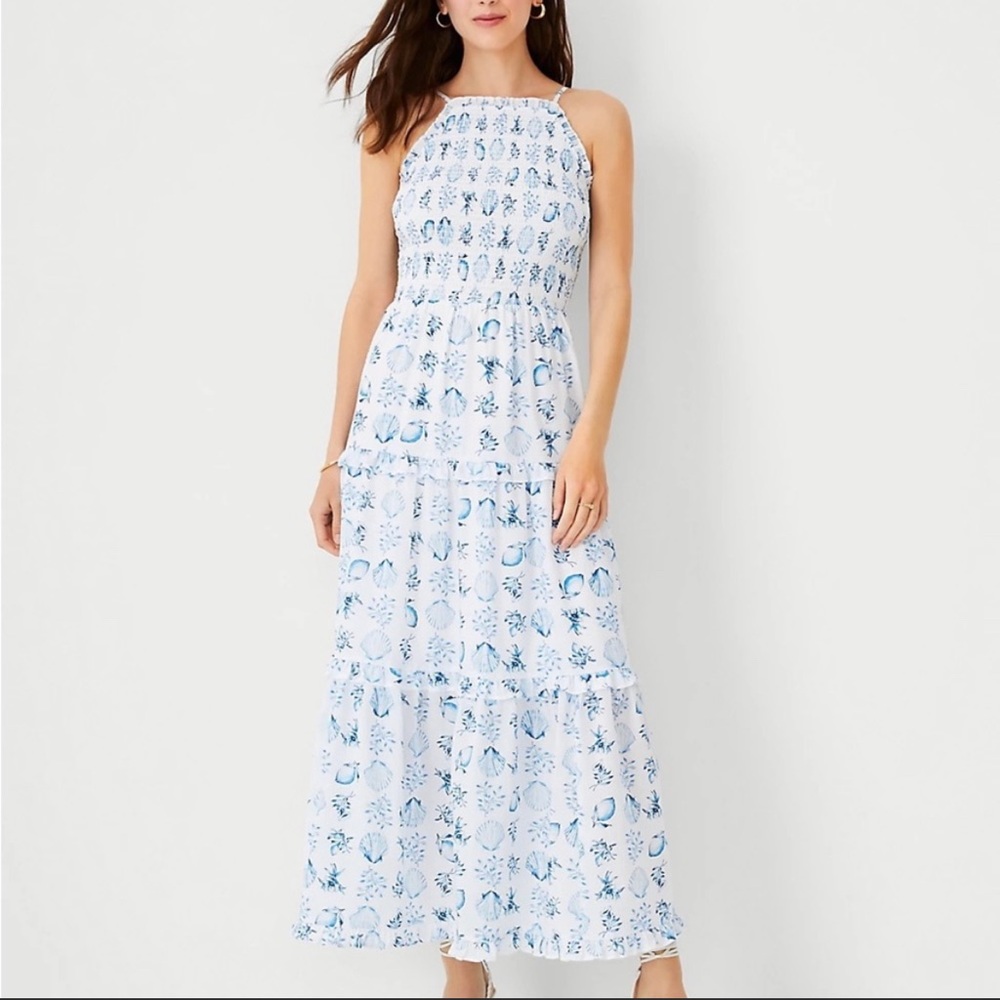 NWT Ann Taylor Seashell Print Maxi Dress